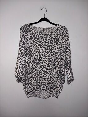 Gray Printed Batwing Sweater